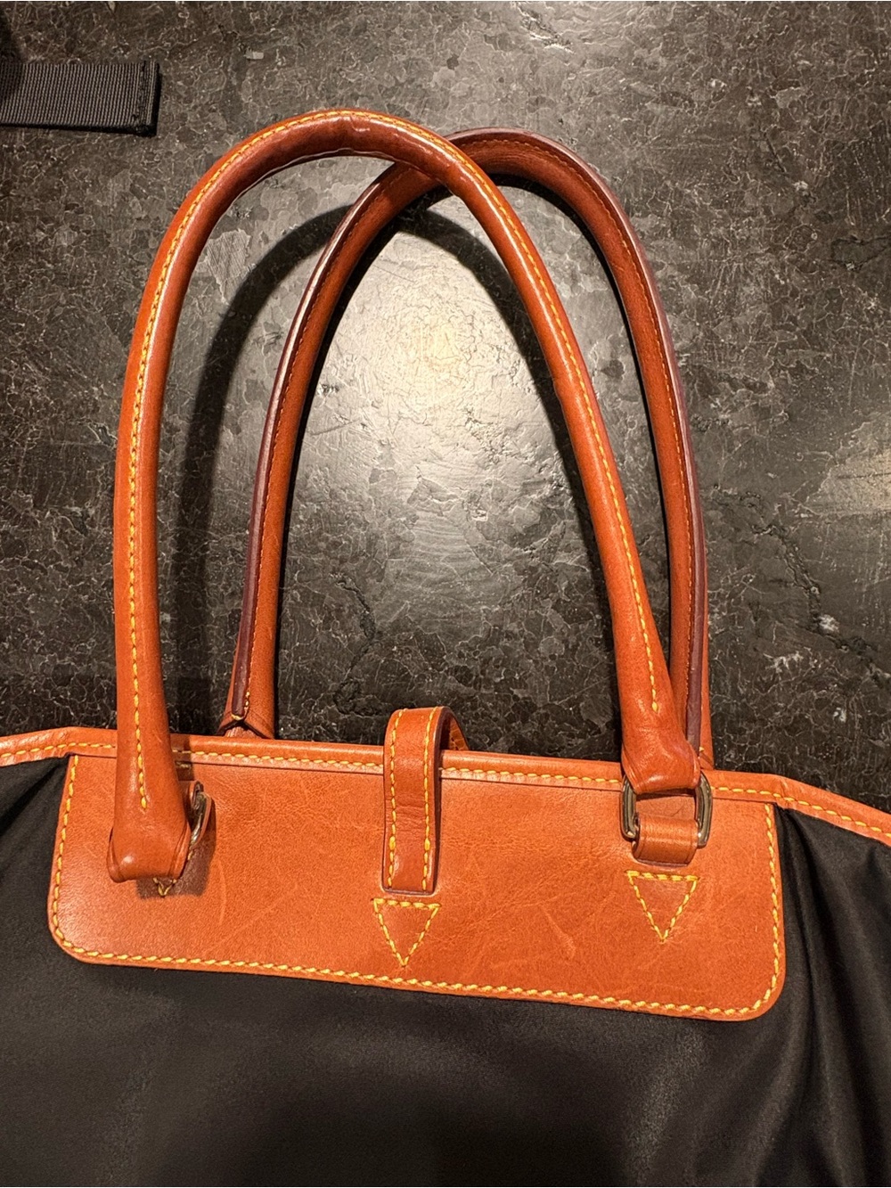 Dooney & Bourke Black Tote with Brown Leather Trim - Picture 2 of 9